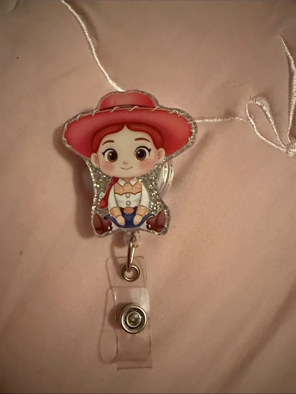 Pink Cowboy Hat Character Badge Reel - Kids Toys